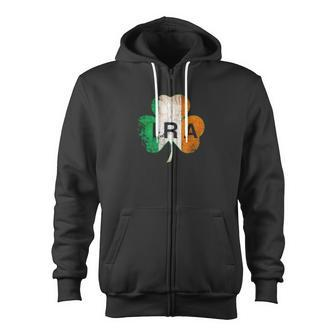 Ira Irish Lucky Shamrock St Patrick's Day Ireland Flag Zip Up Hoodie - Monsterry