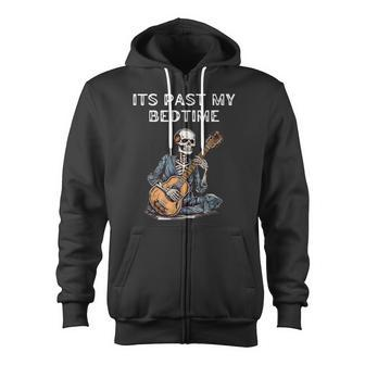It's Past My Bedtime Skeleton Playing Guitar Zip Up Hoodie - Monsterry UK