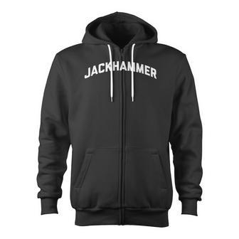 Jackhammer White Text Zip Up Hoodie - Monsterry AU