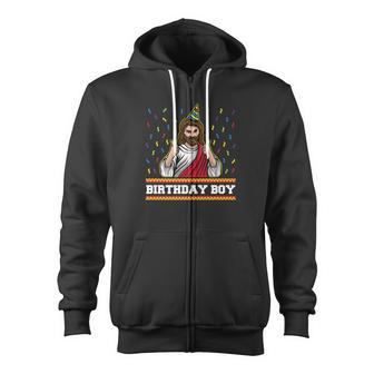 Jesus Birthday Boy Christmas Cute Graphic Zip Up Hoodie - Monsterry UK