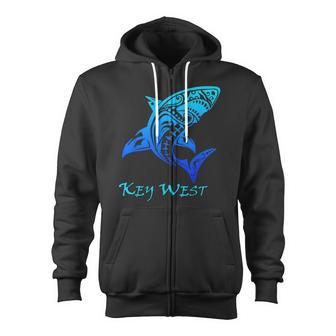 Key West Tribal Shark Polynesian Tattoo Style Vacation Zip Up Hoodie - Monsterry AU