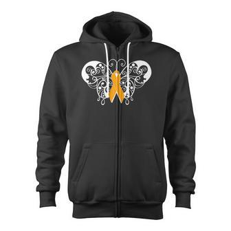 Leukemia Cancer Awareness Ribbon Butterfly Products Zip Up Hoodie - Monsterry DE