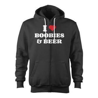 I Love Boobies And Beer Humorous Zip Up Hoodie - Monsterry UK