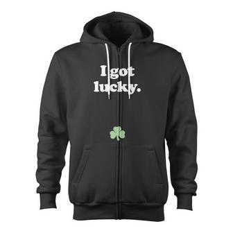 I Got Lucky Pregnant St Patricks Day Zip Up Hoodie - Monsterry UK