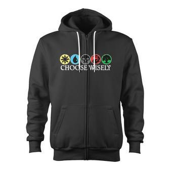 Mana Symbols Gathering Magic Choose Wisely V2 Zip Up Hoodie - Monsterry