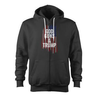 Mens God Guns President Trump Proud American Flag Republican Premium Zip Up Hoodie - Monsterry UK