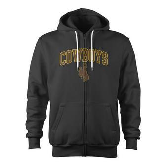 Mens Wyoming Cowboys Apparel Cowboys Arch & Logo Zip Up Hoodie - Monsterry