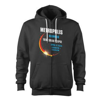 Metropolis Illinois Total Solar Eclipse 2024 Zip Up Hoodie - Monsterry