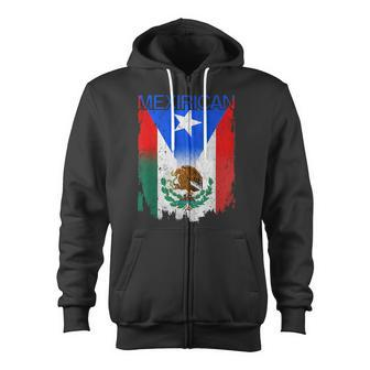 Mexirican Mexico Flag Puerto Rico Flag Boricua Chicano Zip Up Hoodie - Monsterry