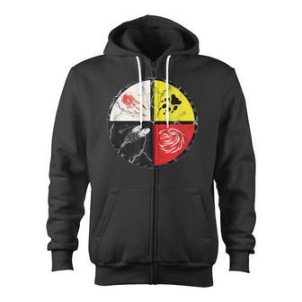 Native American-Medicine Wheel Zip Up Hoodie - Monsterry UK