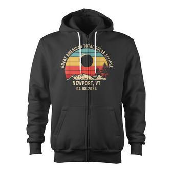 Newport Vt Vermont Total Solar Eclipse 2024 Zip Up Hoodie - Monsterry