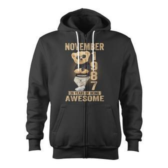 November 1987 36Th Birthday 2023 36 Years Of Being Awesome Zip Up Hoodie - Monsterry