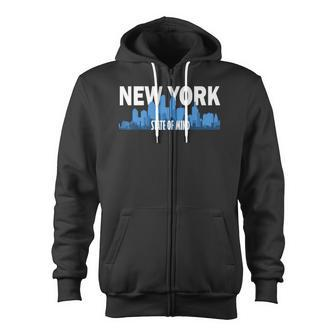 Ny State Of Mind New York City Souvenir Skyline Zip Up Hoodie - Monsterry CA