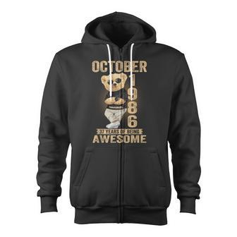 October 1986 37Th Birthday 2023 37 Years Of Being Awesome Zip Up Hoodie - Monsterry UK
