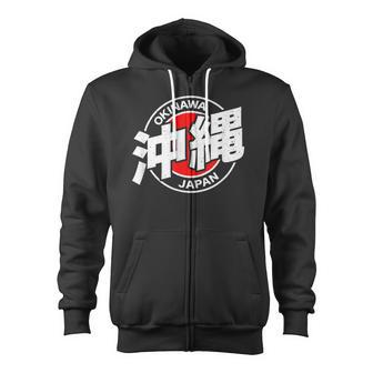 Okinawa Japan Kanji Character Zip Up Hoodie - Monsterry CA