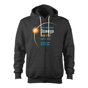 Oswego New York Ny Total Solar Eclipse 2024 1 Zip Up Hoodie - Monsterry