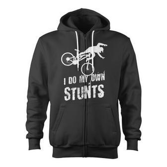 I Do My Own Stunts Distressed Mountain Bike Mtb Zip Up Hoodie - Monsterry CA