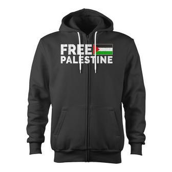 Palestine Flag Free Gaza Zip Up Hoodie - Monsterry UK