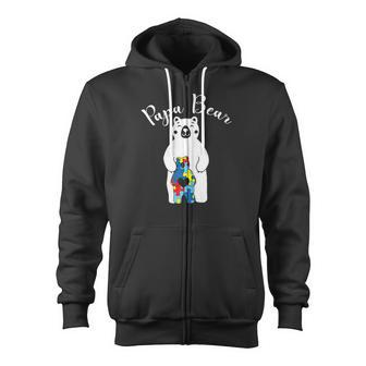 Papa Bear Autism Awareness For Dad Father Zip Up Hoodie - Monsterry AU