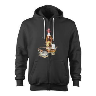 Pappy & Cigar Painting Blantons Buffalo Trace Tshirt Zip Up Hoodie - Monsterry DE