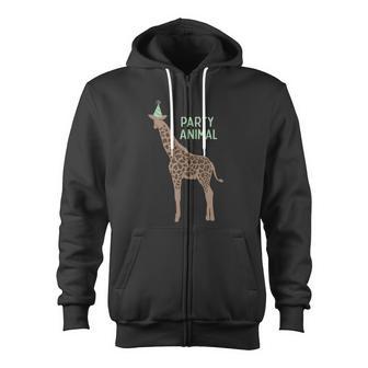 Party Animal Giraffe Birthday Giraffe Birthday Zip Up Hoodie - Monsterry