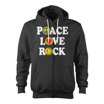 Peace Love Rock V4 Zip Up Hoodie - Monsterry