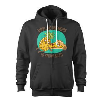 Pineapple On Pizza No One Needs Know Hawaiian Zip Up Hoodie - Monsterry