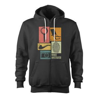 Private Detective Crime Investigator Silhouettes Zip Up Hoodie - Monsterry AU
