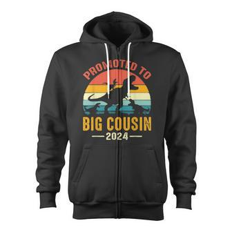 Promoted To Big Cousin 2024 Dinosaur T-Rex Zip Up Hoodie - Monsterry AU
