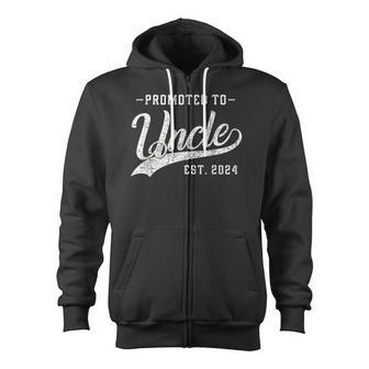 Promoted To Uncle Est 2024 Father's Day To New Dad Zip Up Hoodie - Monsterry DE