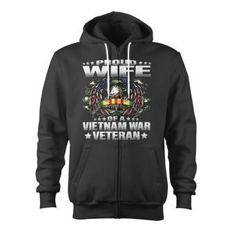 Proud Wife Of A Vietnam War Veteran Military Vets Spouse T-Shirt Zip Up Hoodie - Monsterry DE