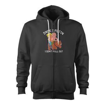 Putin Trump Riding A Bear Less Zip Up Hoodie - Monsterry UK