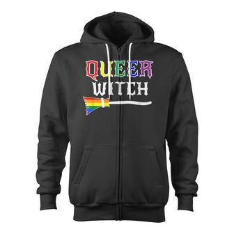 Queer Witch Pride Lesbian Gay Rainbow Zip Up Hoodie - Monsterry DE
