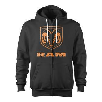 Ram Logo Tshirt Zip Up Hoodie - Monsterry