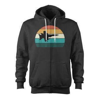 Retro Fighter Aircraft Flying Vintage Sunset Military Jet Zip Up Hoodie - Monsterry AU