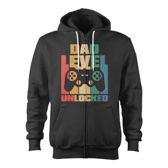 Retro New Dad Level Unlocked Video Gamer Tshirt Zip Up Hoodie - Monsterry UK