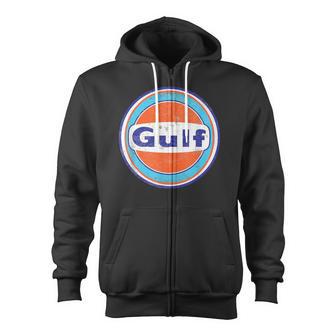 Retro Vintage Gas Station Gulf Motor Oil Car Bikes Garage Zip Up Hoodie - Monsterry AU