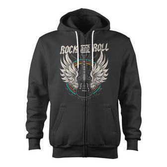 Rock And Roll Guitar Vintage Rock Music Zip Up Hoodie - Monsterry CA