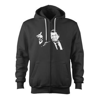 Ronald Reagan Flipping Tshirt Zip Up Hoodie - Monsterry UK