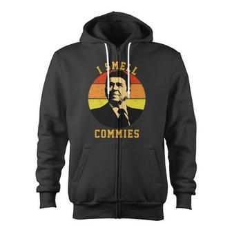Ronald Reagan I Smell Commies Zip Up Hoodie - Monsterry