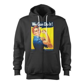 Rosie The Riveter We Can Do It Feminist Icon Zip Up Hoodie - Monsterry CA