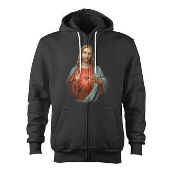 Sacred Heart Of Jesus V2 Zip Up Hoodie - Monsterry UK