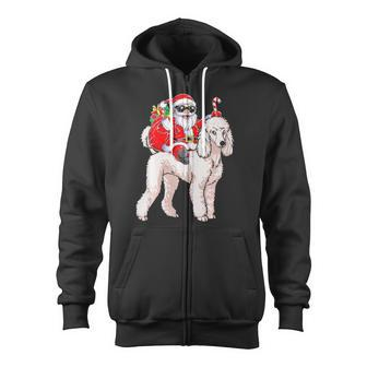 Santa Claus Riding Poodle Xmas Dog Zip Up Hoodie - Monsterry