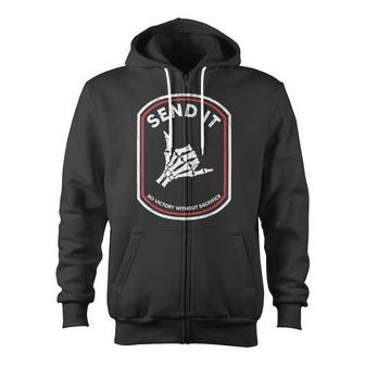 Send It No Victory Without Sacrifice Hand Bone Zip Up Hoodie - Monsterry UK
