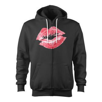 Sexy Lips Cute Valentines Day Lipstick Zip Up Hoodie - Monsterry