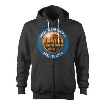 Shawnee Forest Illinois Il Total Solar Eclipse 2024 3 Zip Up Hoodie - Monsterry UK