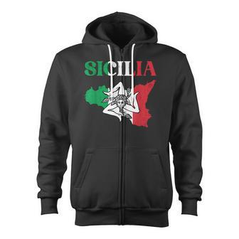Sicilia Flag Sicily Palermo Italy Zip Up Hoodie - Monsterry