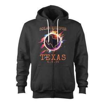 Solar Eclipse 2024 Texas Usa State Totality Path Souvenir Zip Up Hoodie - Monsterry UK