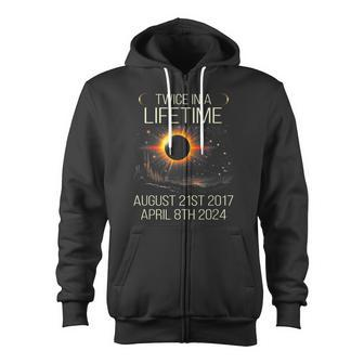 Solar Eclipse Astronomy Twice In Lifetime 2024 Solar Eclipse Zip Up Hoodie - Monsterry AU