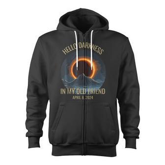 Solar Eclipse Hello Darkness My Old Friend Zip Up Hoodie - Monsterry DE